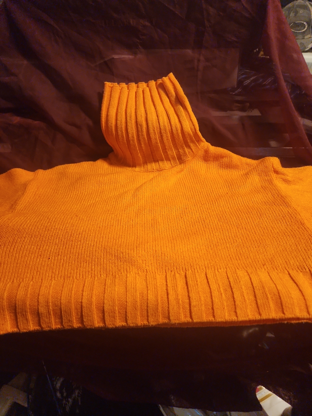 H&M Orange Ribbed Turtleneck Crop Top